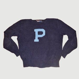 Classic Vintage Polo Ralph Lauren Varsity P Logo Double Knit Sweater